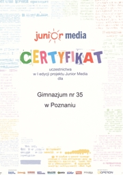 Certyfikat junior media