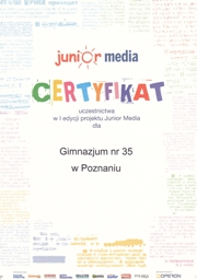 Certyfikat junior media